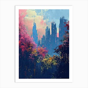 Cityscape At Sunset | Pixel Art Series 1 Art Print