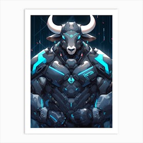 Bull In Futuristic Armor Art Print