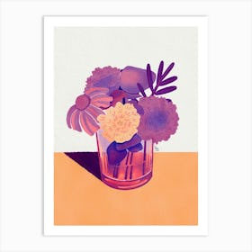 Sunset Colors Flower Vase Art Print