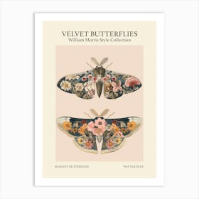 Velvet Butterflies Collection Radiant Butterflies William Morris Style 8 Art Print