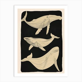 Modern Minimalist Abstract Whales 2 Art Print