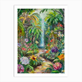Hyper Realistic Garden Filled With Rare And Exotic Flowers Art Print
