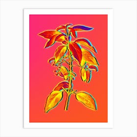 Neon Chilean Wineberry Branch Botanical in Hot Pink and Electric Blue n.0177 Art Print