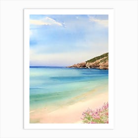 Palombaggia Beach, Corsica, France Watercolour Art Print