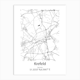 Krefeld,Germany Minimalist Map Art Print