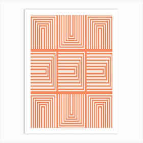 Mid Century Modern Aesthetic Geometric Lines Art in Orange Art Print