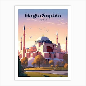 Hagia Sophia Turkey Historic Landmark Travel Illustration Art Print