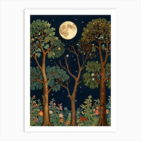 William Morris Moonlight In The Forest 40 Art Print