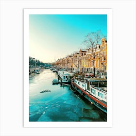 Frozen Canal On Keizersgracht Art Print