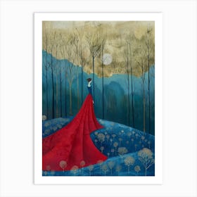 Woman In A Red Dress Style Abstract Art Print