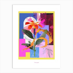 Marigold 3 Neon Flower Collage Poster Art Print