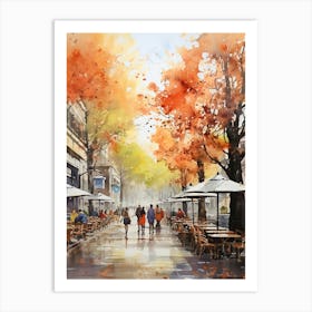 Sofia Bulgaria In Autumn Fall, Watercolour 4 Art Print