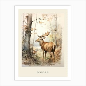 Beatrix Potter Inspired  Animal Watercolour Moose 4 Art Print