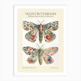 Velvet Butterflies Collection Butterfly Elegance William Morris Style 2 Art Print