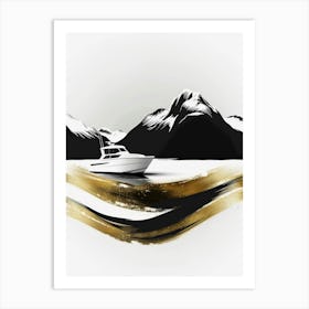 Boat In The Mountains Art Print