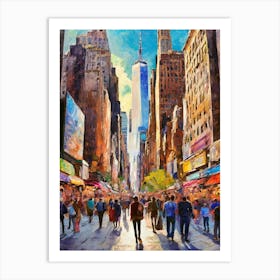 Bustling Times Square In The Heart Of New York City Art Print