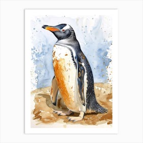 Humboldt Penguin Salisbury Plain Watercolour Painting 4 Art Print