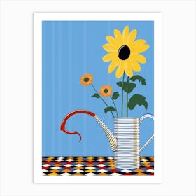 Watering Can With Sunflowers Vector Art Print