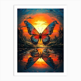 Butterfly At Sunset Art Print