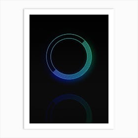 Neon Blue and Green Abstract Geometric Glyph on Black n.0359 Art Print