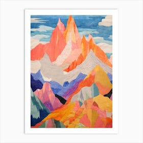 Mount Silverthrone 2 Colourful Mountain Illustration Art Print