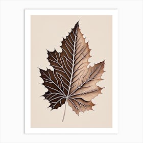 Maple Leaf Earthy Line Art Art Print