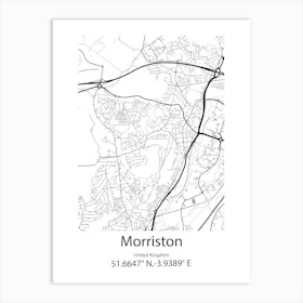 Morriston,United Kingdom Minimalist Map Art Print