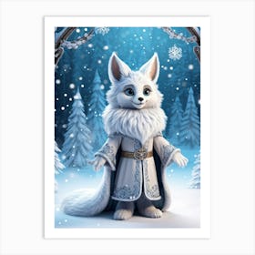 A Bubo The Silver Fox Like Creature From Old European Folklore Strikes A Festive Pose In The Middl (1) Art Print