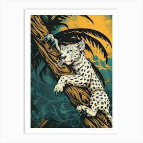 Leopard On A Tree Branch Art Print