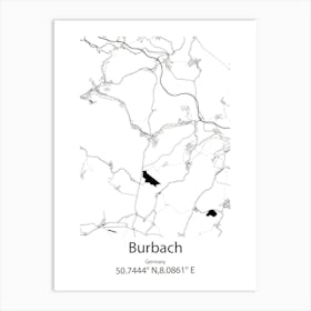 Burbach,Germany Minimalist Map Art Print