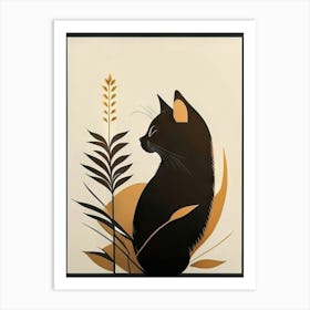 black cat mininalist portrait 14 Art Print