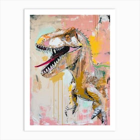 Graffiti Mustard Pastel Dinosaur Paint Splash Portrait 3 Art Print