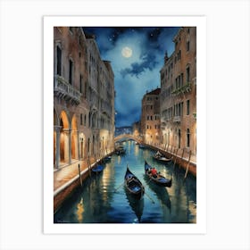 Venice At Night Lost in Venice Art Print