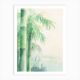 Bamboo Tree Atmospheric Watercolour Painting 6 Art Print
