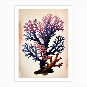 Acropora Nasuta Vintage Graphic Watercolour  Art Print