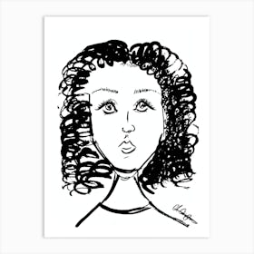 Portrait Of A Woman With Curly Hair Art Print