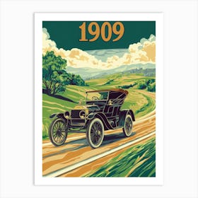 Aihrgdesign A Vintage Poster Of An Early Open Top Automobile 1 Art Print