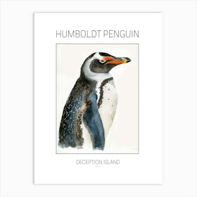 Humboldt Penguin Deception Island Watercolour Painting 3 Poster Art Print