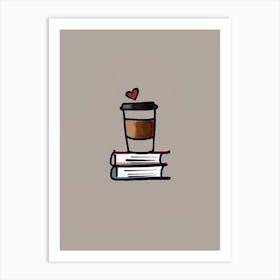 Coffee Cup On Books Art Print