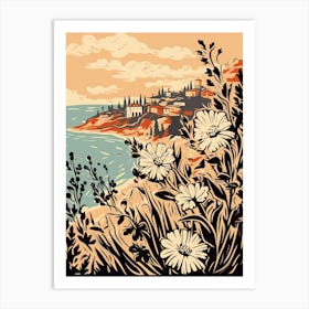 Coastal Postcard, Flower Collage 2 Art Print