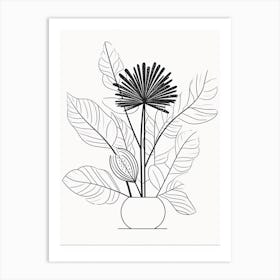 Boho Plant Bouquet Line Art 3 Art Print