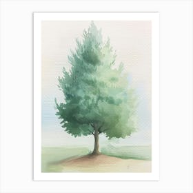 Cypress Tree Atmospheric Watercolour Painting 1 Art Print