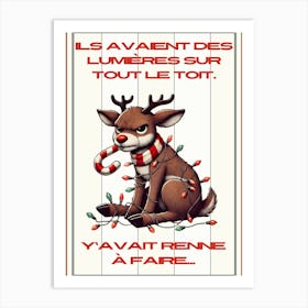 Affiche Noël renne fâché blanc Art Print