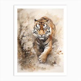 Tiger Art In Chinese Brush Painting Style 3 Art Print