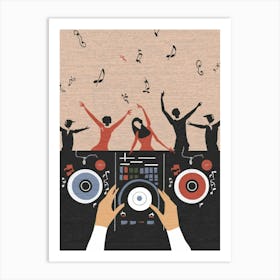 Djs Playing Music Art Print