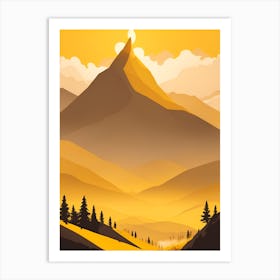 Misty Mountains Vertical Composition In Yellow Tone 4 Art Print