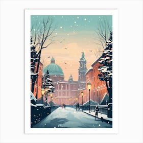 Winter Travel Night Illustration Rome Italy 1 Art Print