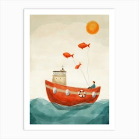 Red Boat Art Print