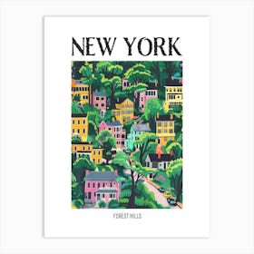 Forest Hills New York Colourful Silkscreen Illustration 1 Poster Art Print
