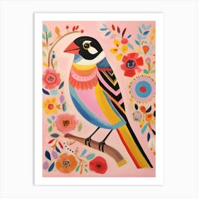 Pink Scandi House Sparrow 3 Art Print